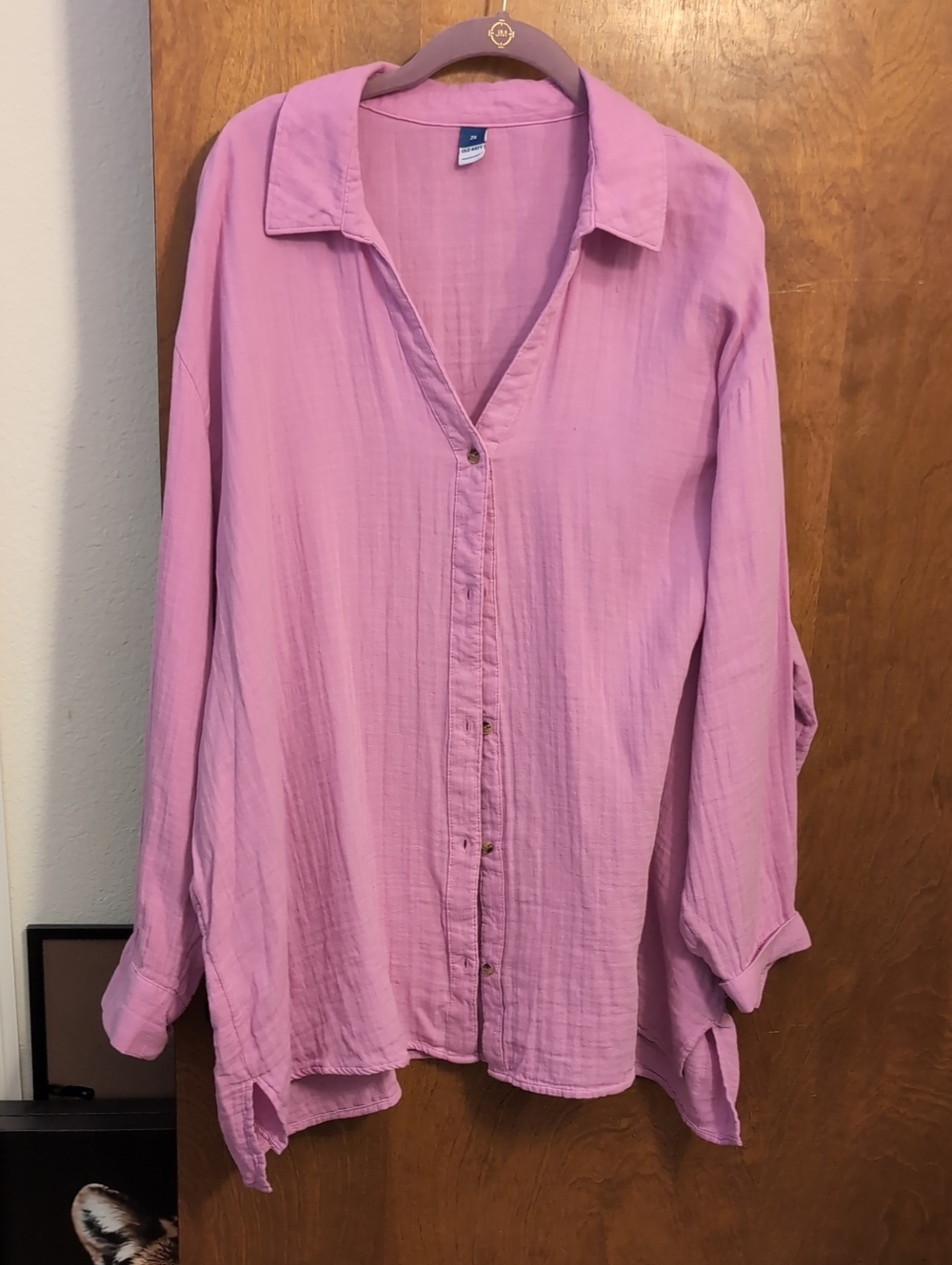 Old Navy Rock Rose Button-Down Oversized Cotton Shirt